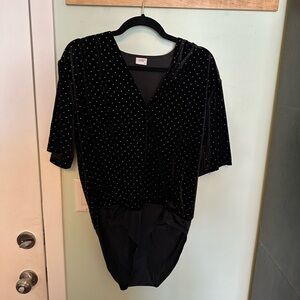 Jacqueline de Yong Black Velvet bodysuit with Studs